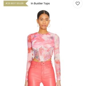 REVOLVE Pink and White Bustier Bodysuit